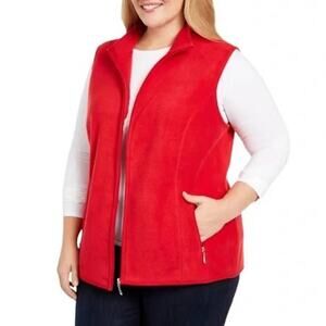 NWT Karen Scott Sport Zip-Up Zeroproof Fleece Vest Women PXL Red Full zip